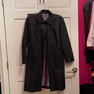 Long dark denim jacket by vest